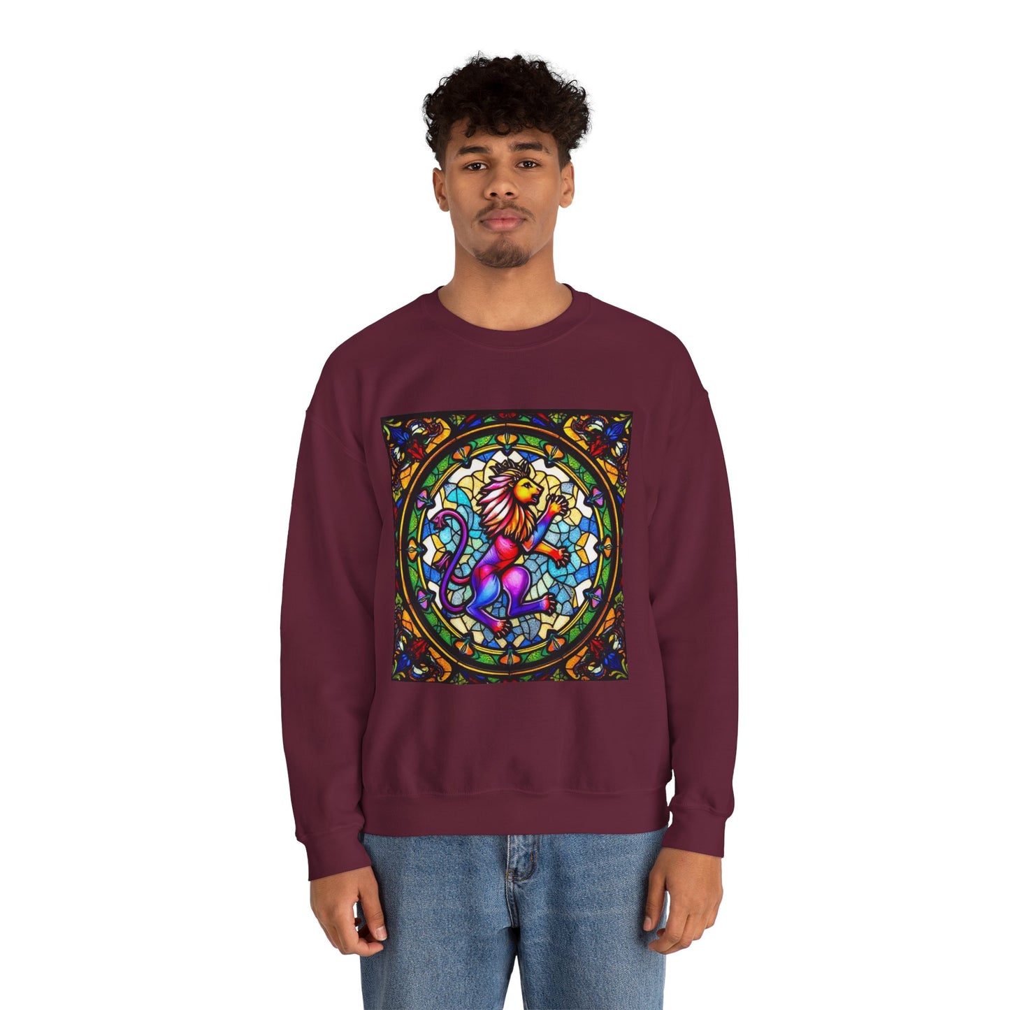 Unisex Heavy Blend™ Crewneck Sweatshirt, Glass, Leo Zodiac Design