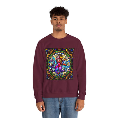 Unisex Heavy Blend™ Crewneck Sweatshirt, Glass, Leo Zodiac Design