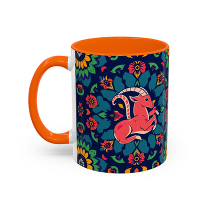 Accent Coffee Mug, Capricorn, Zodiac, Flower Pattern, (11, 15oz)