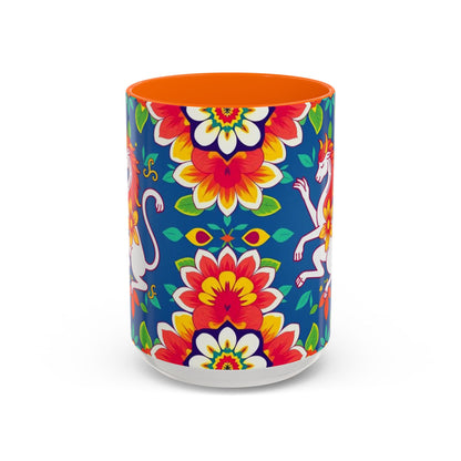 Accent Coffee Mug, Virgo, Zodiac v3. Flower Pattern, (11, 15oz)