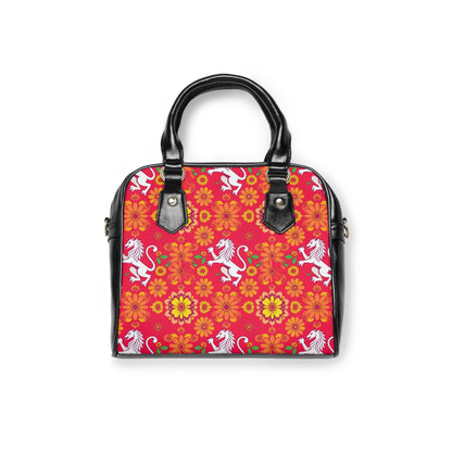 Shoulder Handbag, Leo, Zodiac v2, Flower Pattern