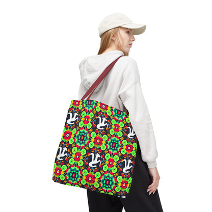 Tote Bag, (AOP), Aquarius, Zodiac v4, Flower Pattern