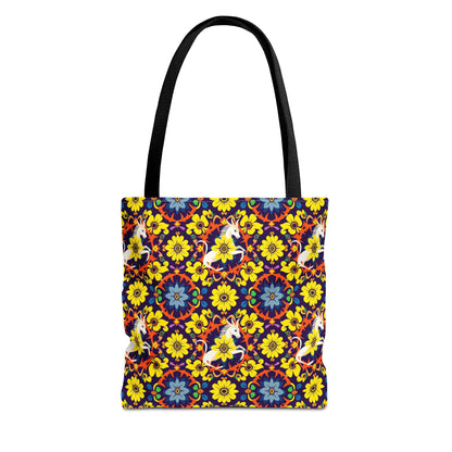 Tote Bag (AOP), Aquarius, Zodiac v1, Flower Pattern