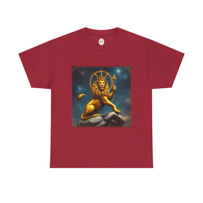 Unisex Heavy Cotton T-Shirt, King of Lions, Leo Zodiac Design