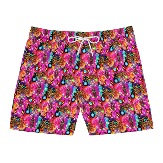 Men's Mid-Length Swim Shorts, (AOP), Scorpio, Zodiac v2, Bubble Pattern