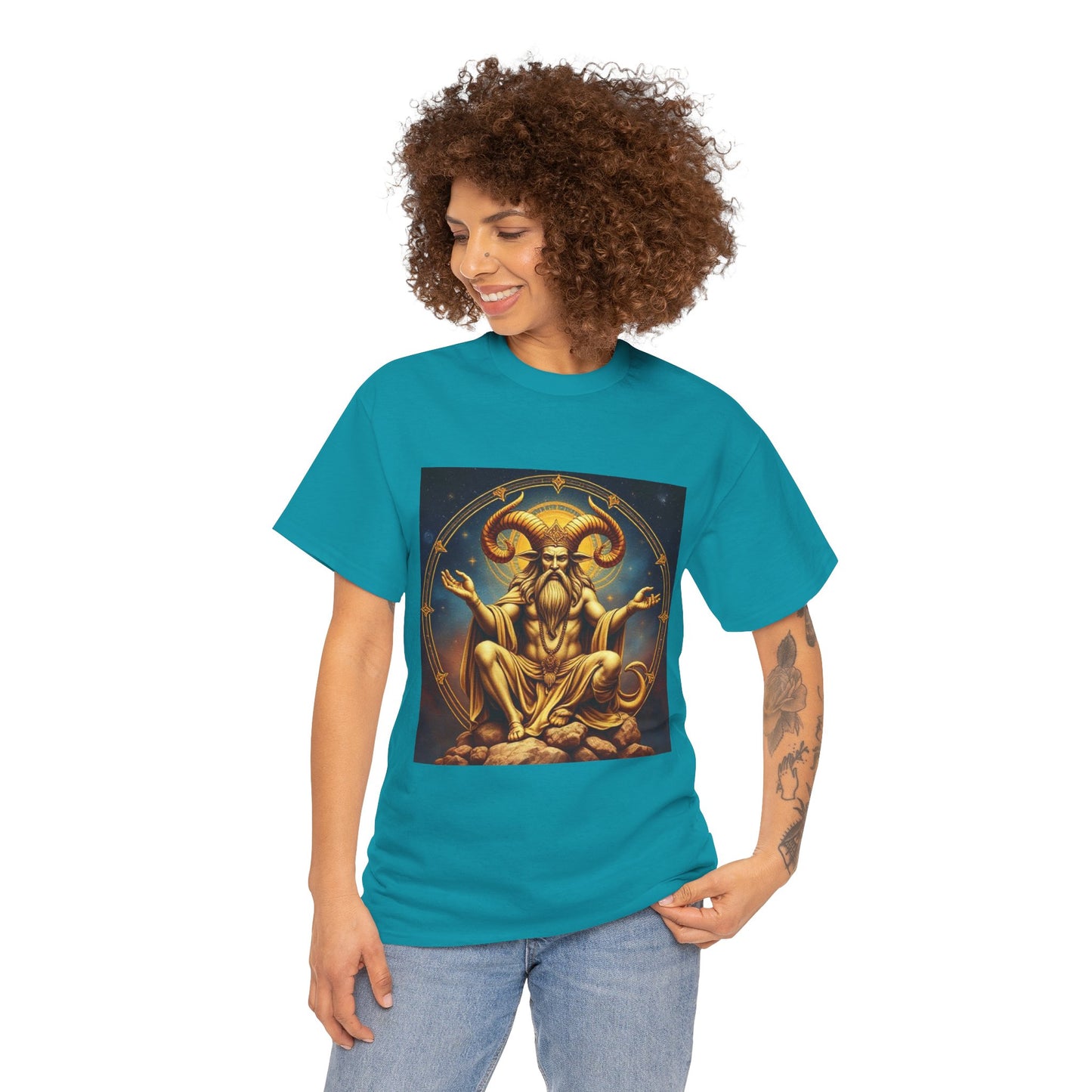 Unisex Heavy Cotton T-Shirt, On The Throne, Taurus Zodiac Design