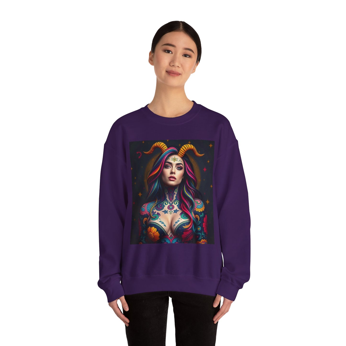 Unisex Heavy Blend™ Crewneck Sweatshirt, Capricorn, Zodiac v3, Sexy Pattern