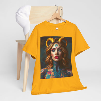 Unisex Heavy Cotton T-Shirt, Capricorn, Zodiac v1, Sexy Art