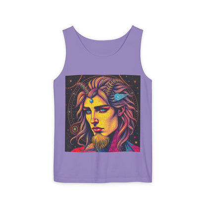 Unisex Garment-Dyed, Tank Top, Aquarius Design, Pop Art v1, 100% Ringspun US cotton