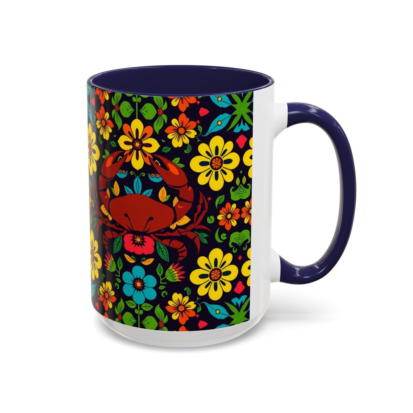 Accent Coffee Mug, Cancer, Zodiac v2, Flower Pattern, (11, 15oz)
