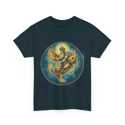 Unisex Heavy Cotton T-Shirt, Pisces King v1, Zodiac Design