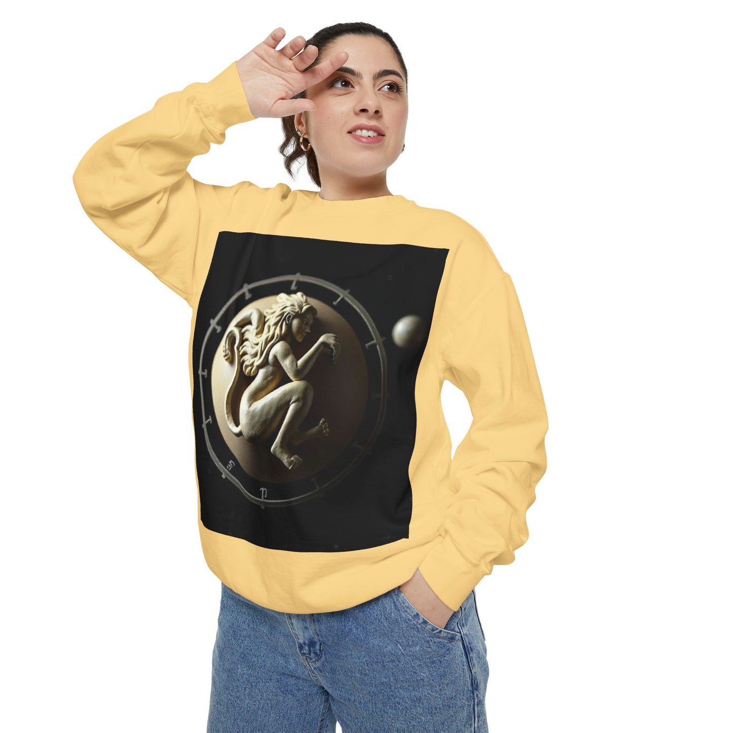 Garment-Dyed Sweatshirt, Unisex, Space Symbol Design, Virgo