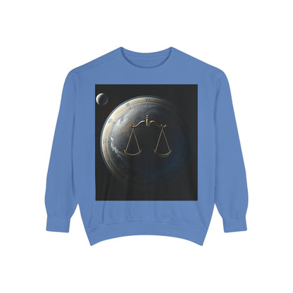 Garment-Dyed Sweatshirt, Unisex, Space Animal Design, Libra
