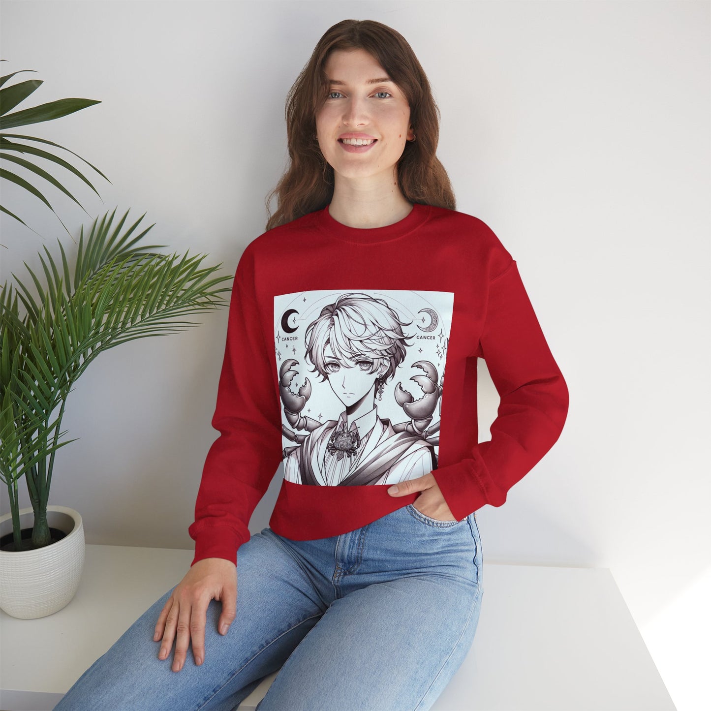 Unisex Heavy Blend™ Crewneck Sweatshirt,Two Moon, Cancer Zodiac Design