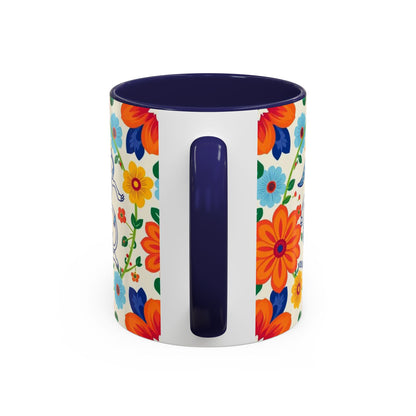 Accent Coffee Mug, Virgo, Zodiac v2. Flower Pattern, (11, 15oz)