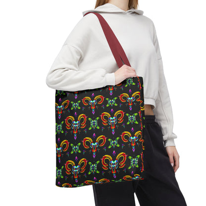 Tote Bag (AOP), Aries, Zodiac, Jewel Pattern