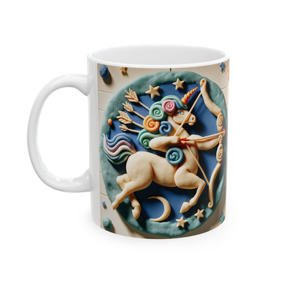 Ceramic Mug, (11oz, 15oz), Ceramic Coffee Mug, Colour Horse, Sagittarius Zodiac Design