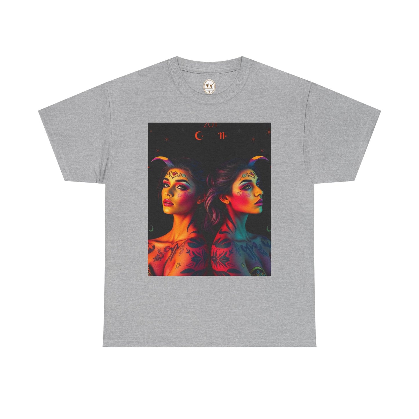 Unisex Heavy Cotton T-Shirt, Gemini, Zodiac, Sexy Art