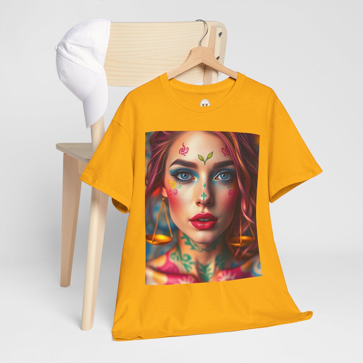 Unisex Heavy Cotton T-Shirt, Libra, Zodiac v1, Sexy Art