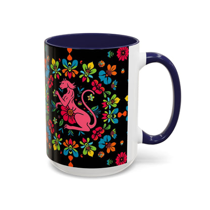 Accent Coffee Mug, Zodiac. Virgo, Flower Pattern, (11, 15oz)