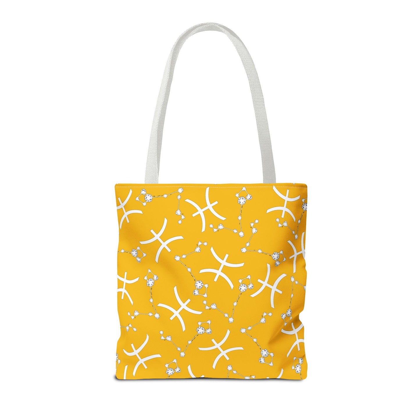 Tote Bag, Pisces Zodiac Sign, AOP, (Yellow, White)