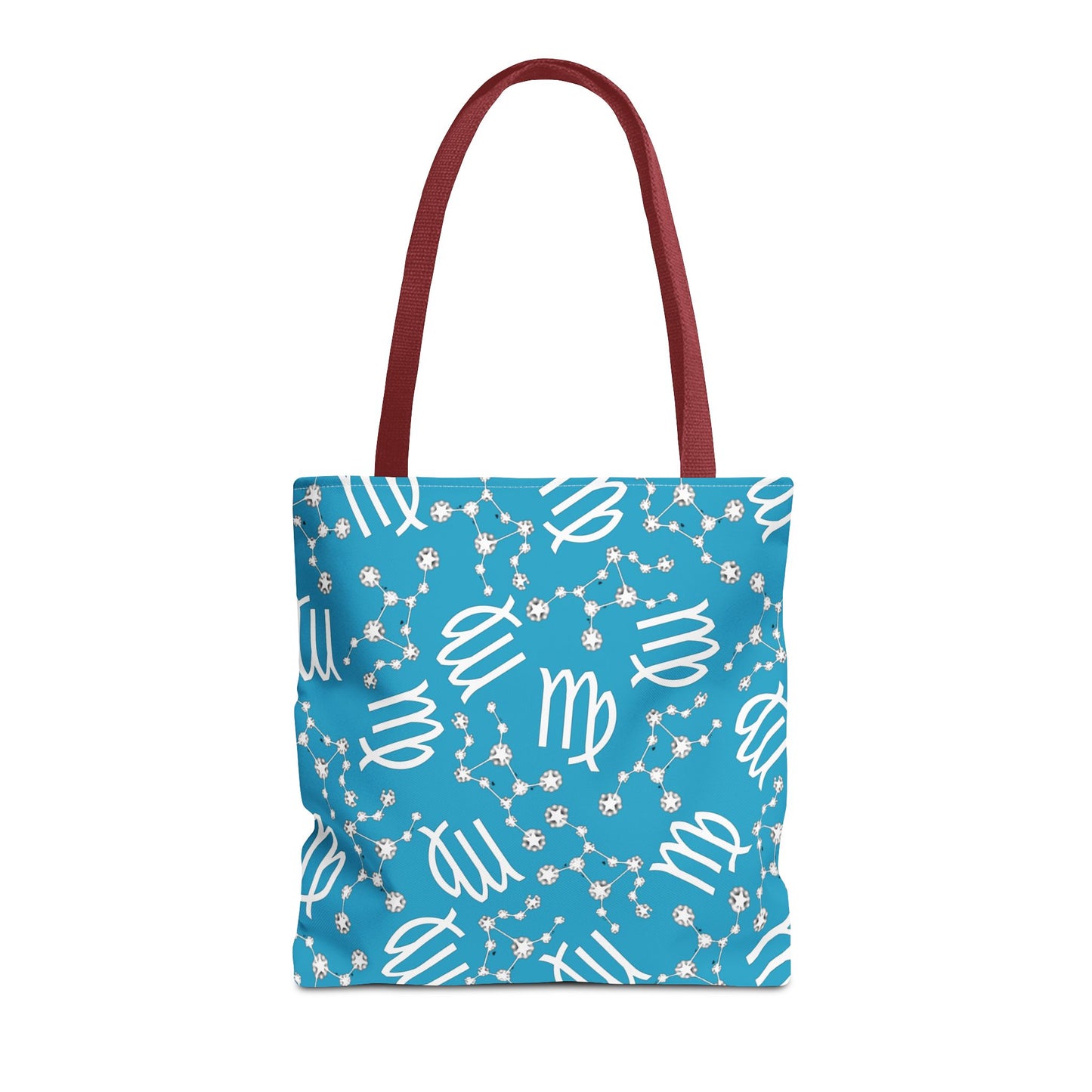 Tote Bag, Virgo Zodiac Sign, AOP, (Turquoise, White)