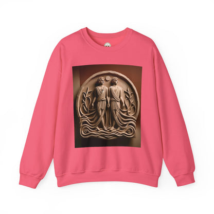 Unisex Heavy Blend™ Crewneck Sweatshirt, Stone Twins, Gemini Zodiac Design