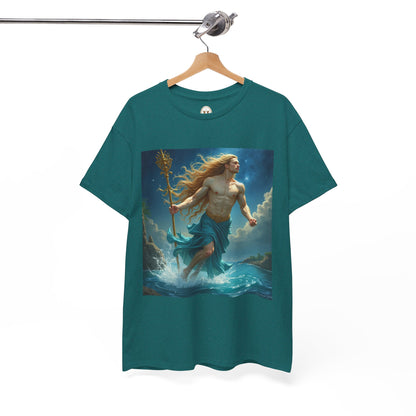 Unisex Heavy Cotton T-Shirt, Aquarius God 4v, Zodiac Design