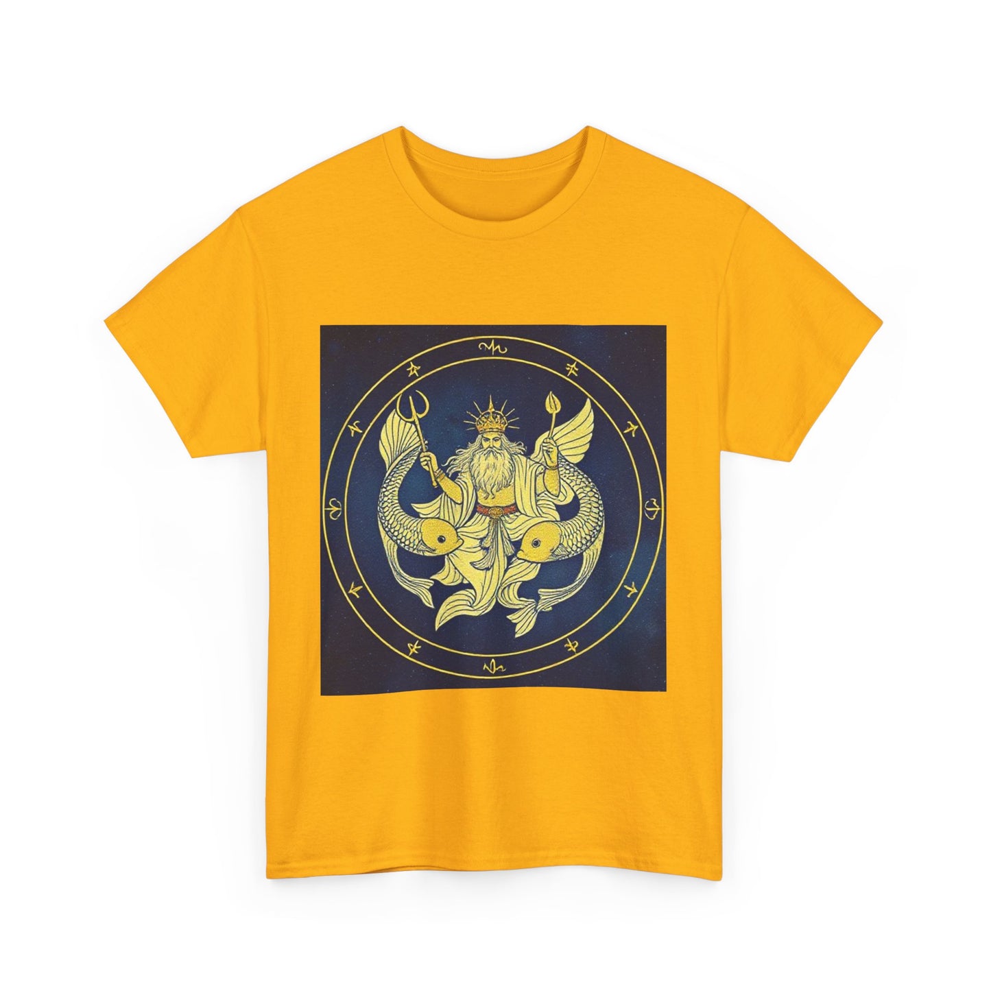 Unisex Heavy Cotton T-Shirt, King of Pisces, Zodiac Design