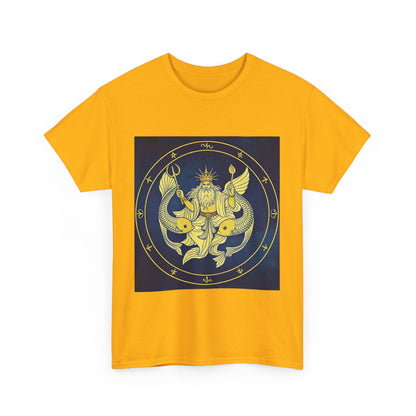 Unisex Heavy Cotton T-Shirt, King of Pisces, Zodiac Design