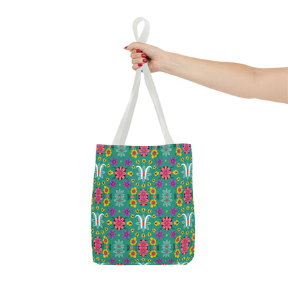Tote Bag, (AOP), Aquarius, Zodiac v2, Flower Pattern