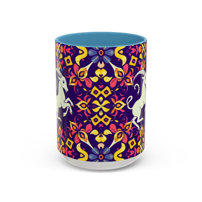 Accent Coffee Mug, Capricorn, Zodiac v1, Flower Pattern, (11, 15oz)