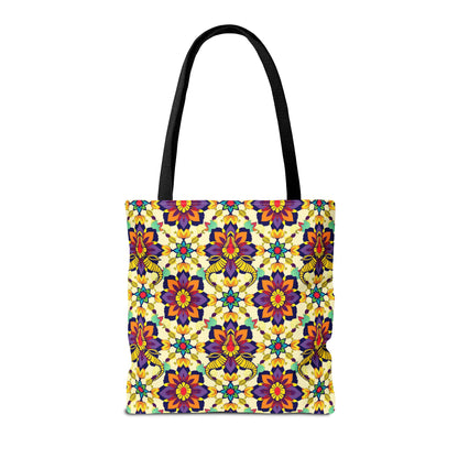 Tote Bag, (AOP), Taurus, Zodiac v5, Flower Pattern