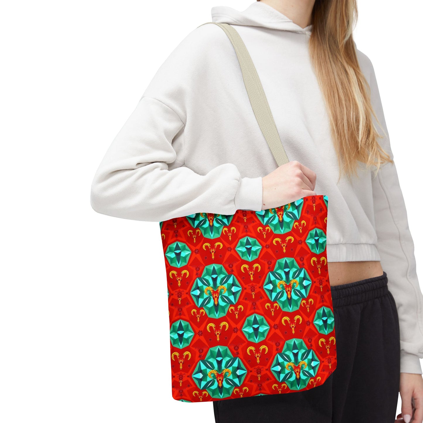 Tote Bag (AOP), Aries, Zodiac v1, Jewel Pattern