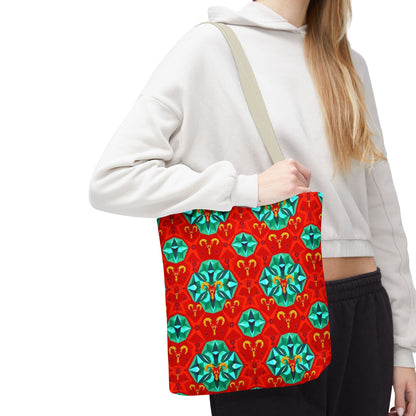 Tote Bag (AOP), Aries, Zodiac v1, Jewel Pattern