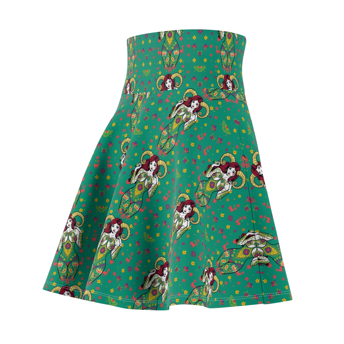 Women's Skater Skirt, (AOP), Aries, Zodiac v1, Sexy Pattern