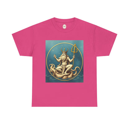 Unisex Heavy Cotton T-Shirt, Aquarius God 2v, Zodiac Design