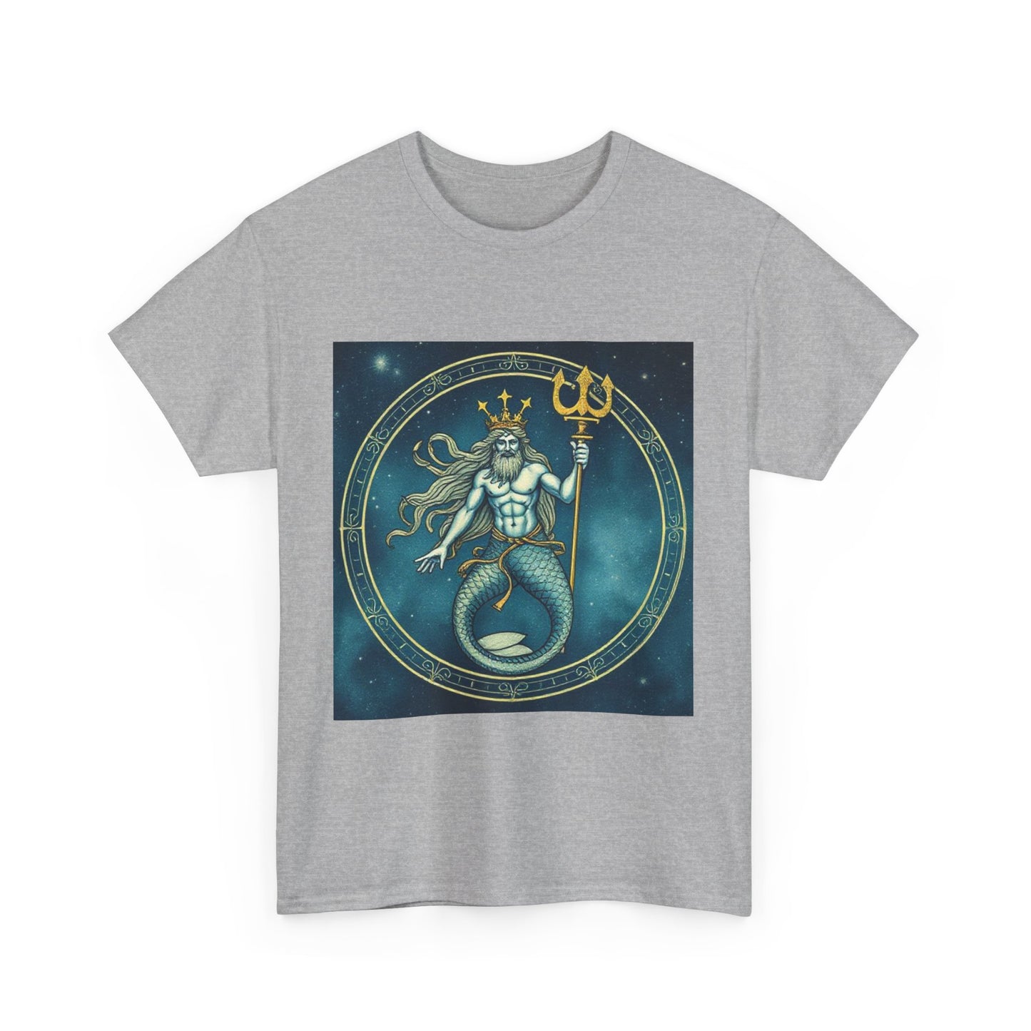 Unisex Heavy Cotton T-Shirt, Aquarius God 5v, Zodiac Design