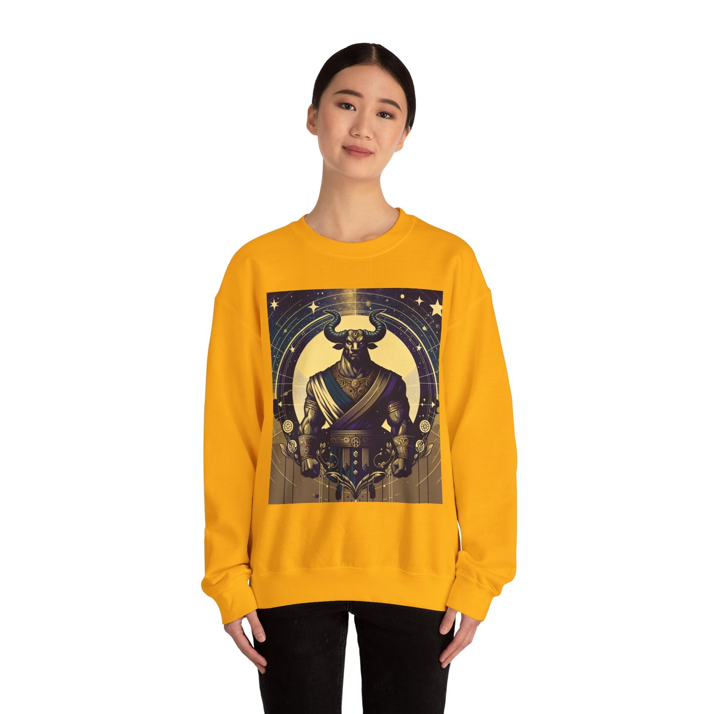 Unisex Heavy Blend™ Crewneck Sweatshirt, Minotaur, Taurus Zodiac Design