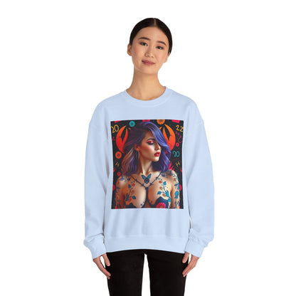 Unisex Heavy Blend™ Crewneck Sweatshirt, Cancer, Zodiac v3, Sexy Pattern