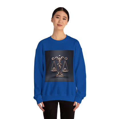 Unisex Heavy Blend™ Crewneck Sweatshirt, Brown Scale, Libra Zodiac Design