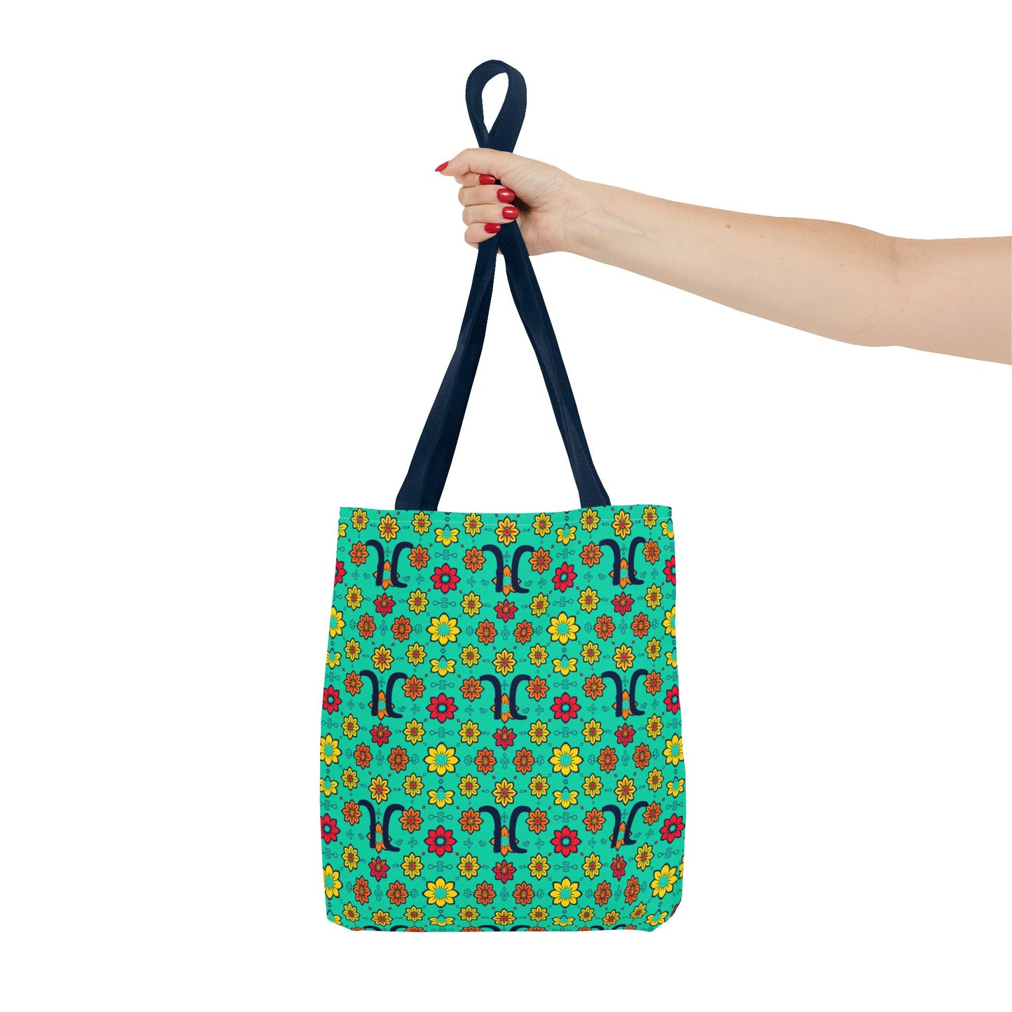 Tote Bag, (AOP), Aquarius, Zodiac, Flower Pattern