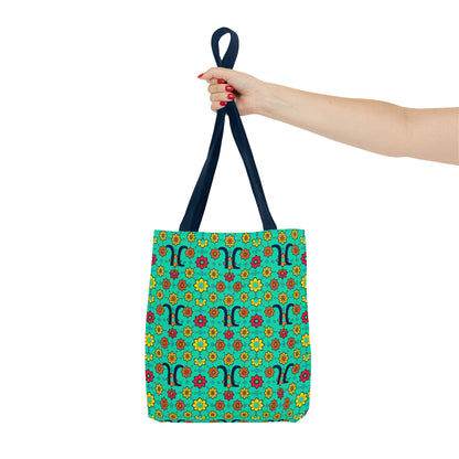 Tote Bag, (AOP), Aquarius, Zodiac, Flower Pattern