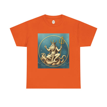 Unisex Heavy Cotton T-Shirt, Aquarius God 3v, Zodiac Design
