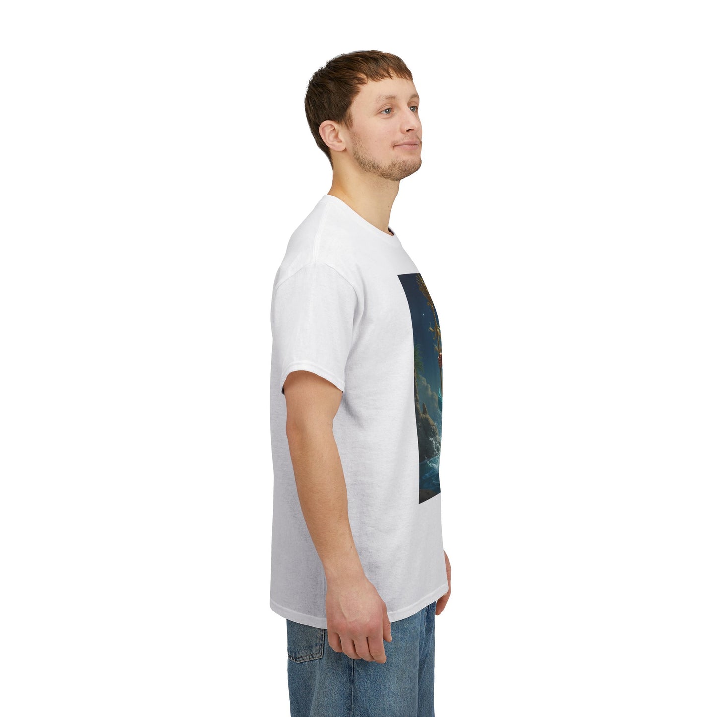 Unisex Heavy Cotton T-Shirt, Aquarius God 4v, Zodiac Design