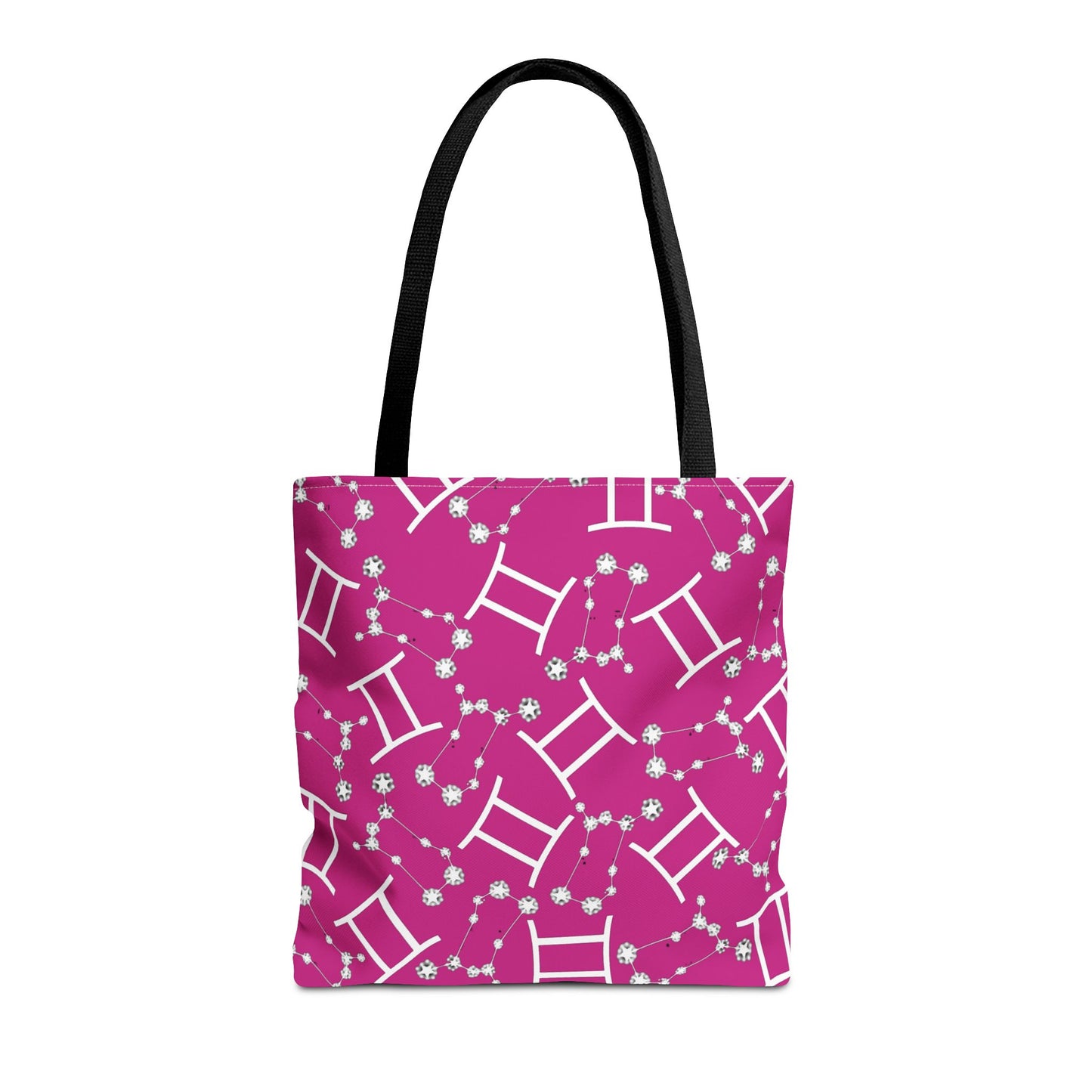 Tote Bag, Gemini Zodiac Sign, AOP, (Pink, White)