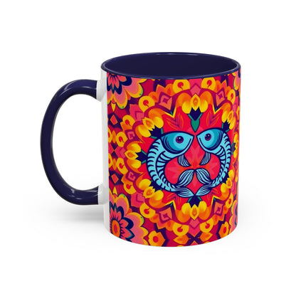 Accent Coffee Mug, Pisces, Zodiac v1, Flower Pattern, (11, 15oz)