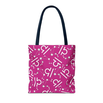 Tote Bag, Libra Zodiac Sign, AOP, (Pink, White)