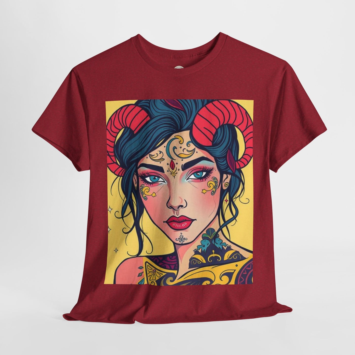 Unisex Heavy Cotton T-Shirt, Aries, Zodiac, Sexy Art