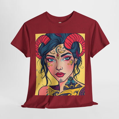 Unisex Heavy Cotton T-Shirt, Aries, Zodiac, Sexy Art